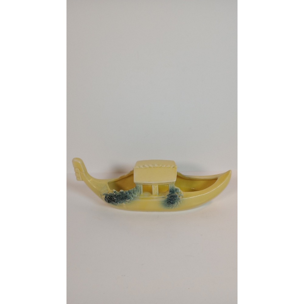 McCoy Gondola Planter/Dish, Vintage 1950s, Yellow Venetian Canal Boat